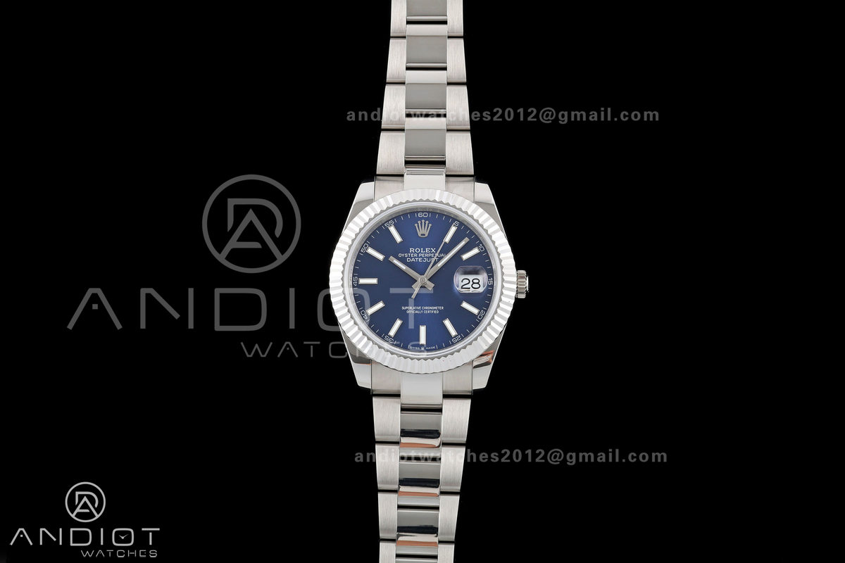 DateJust 41 126334 QF 1:1 Best Edition Blue Stick Dial on Oyster Bracelet JH3235 (Free Sprung)